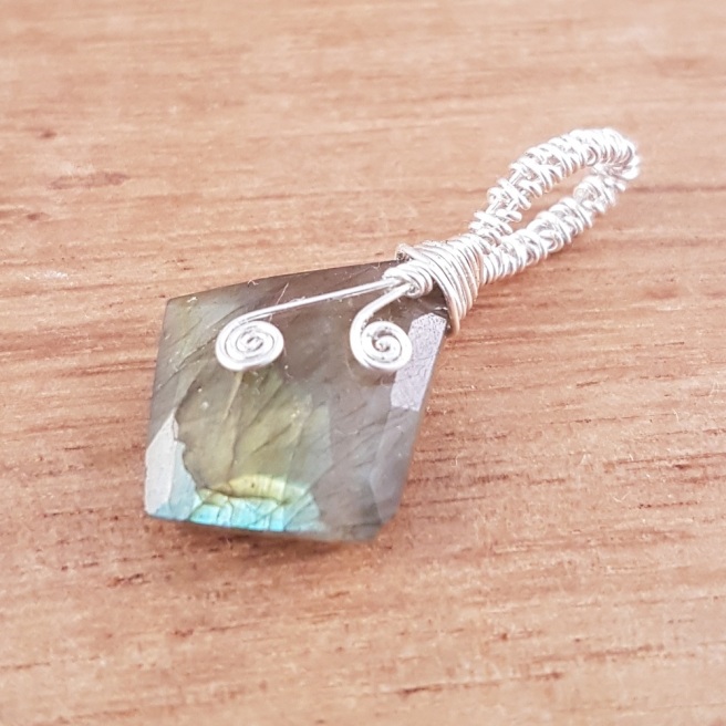 Labradorite kite silver wire wrapped pendant